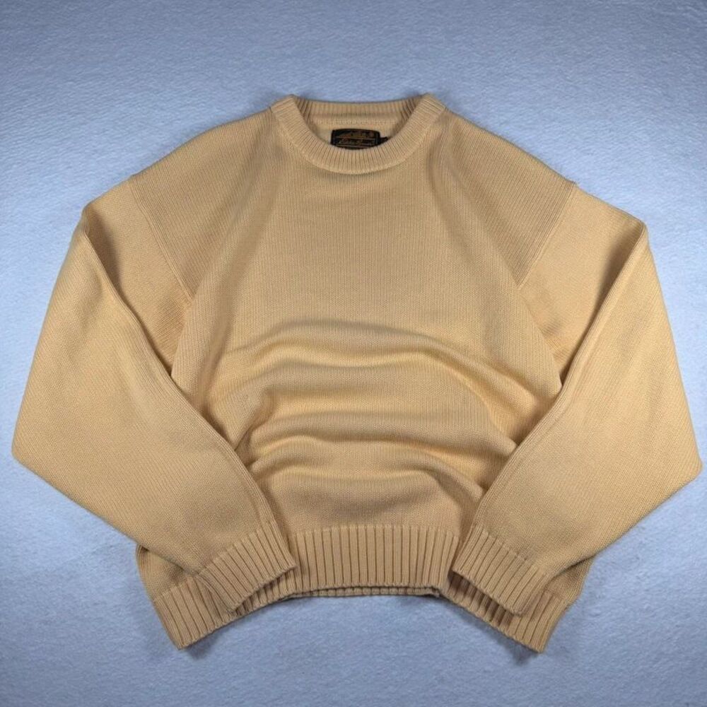 Vintage 90s Eddie Bauer Cotton Shaker Knit Sweater Yellow